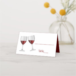Tarjeta De Asiento Boda de Gafas de Vino de Borgoña Rojo