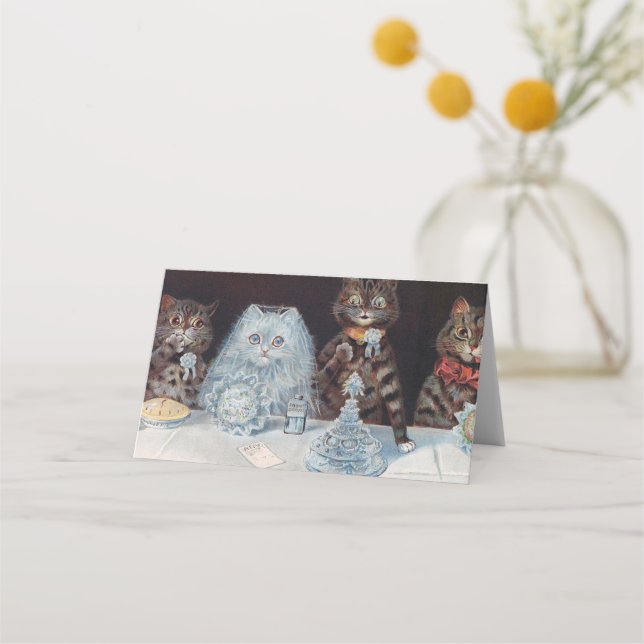Tarjeta De Asiento Boda de gatos, matrimonio, novia, Louis Wain (Reverso)