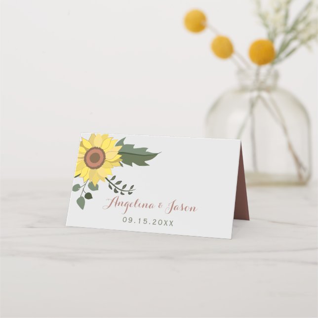 Tarjeta De Asiento Boda de girasol (Reverso)