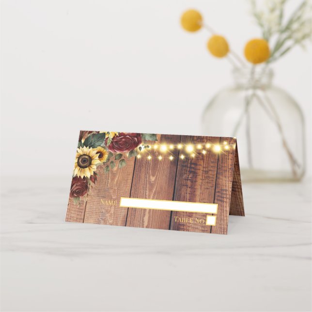 Tarjeta De Asiento Boda de girasol ruso (Anverso)