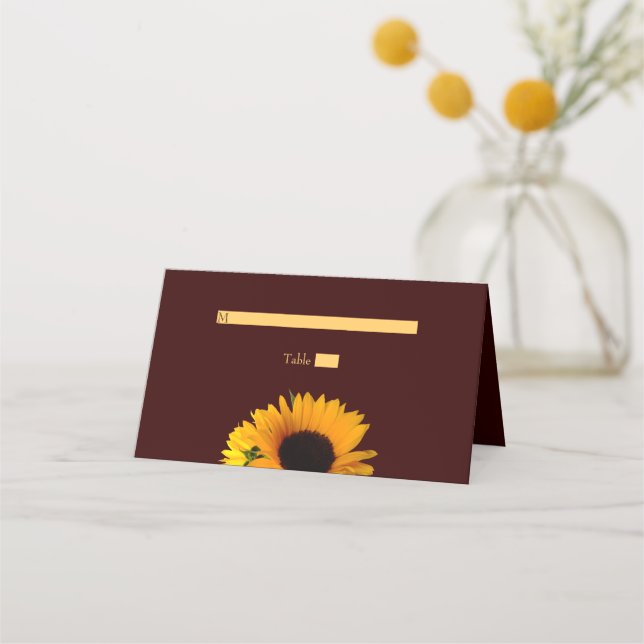 Tarjeta De Asiento Boda de girasol ruso otoñal (Anverso)