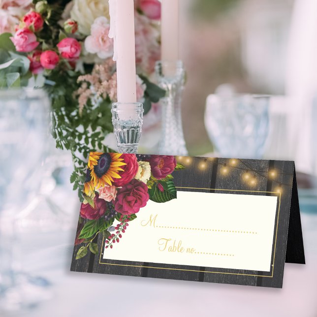 Tarjeta De Asiento Boda de girasol ruso y rosas (Subido por el creador)