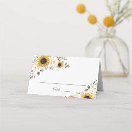 Tarjeta De Asiento Boda de girasoles flores blancas vegetación