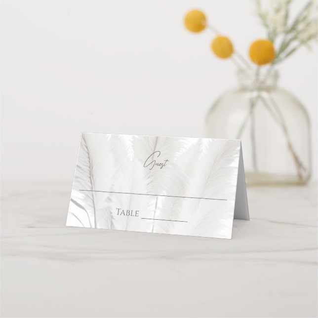 Tarjeta De Asiento Boda de Grass Boho Pampas (Anverso)