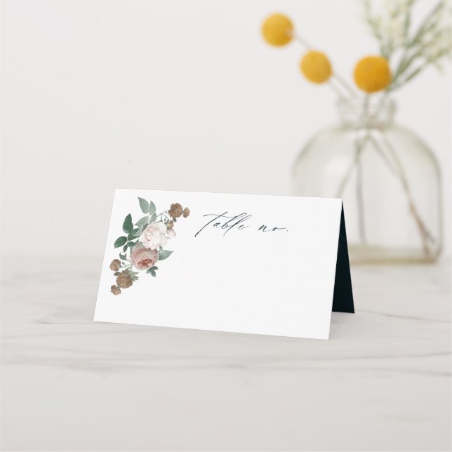 Tarjeta De Asiento Boda de guión de Boho Floral Rosa (Anverso)