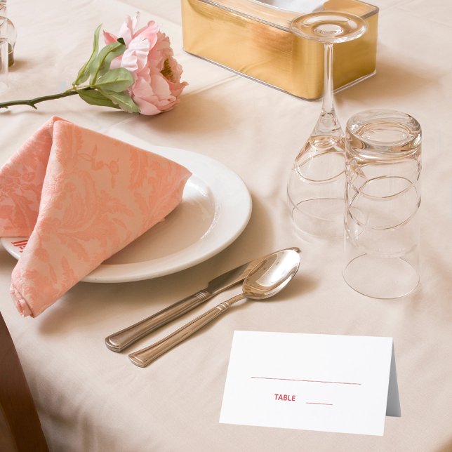 Tarjeta De Asiento Boda de guión rojo blanco (Subido por el creador)