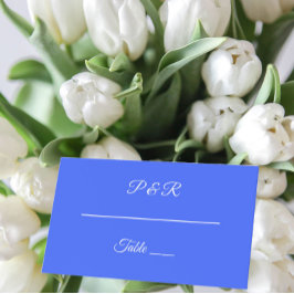 Tarjeta De Asiento Boda de guión simple azul real con estilo