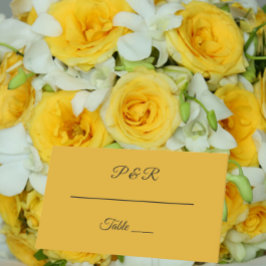 Tarjeta De Asiento Boda de guiones de estilo sencillo amarillo dorado