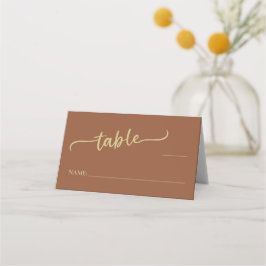 Tarjeta De Asiento Boda de guiones de moda de Boho Brown