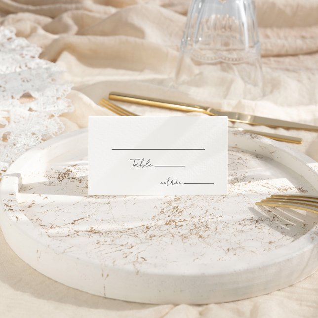 Tarjeta De Asiento Boda de guiones modernos blancos Carta de elección (Subido por el creador)