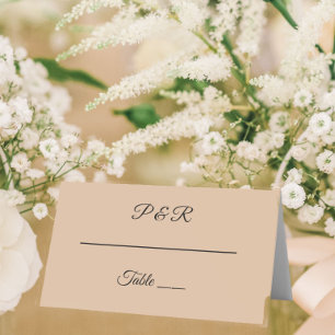 Tarjeta De Asiento Boda de guiones sencillo y estilizado de color bei