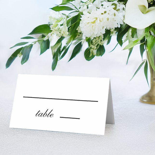 Tarjeta De Asiento Boda de guiones simples en blanco y negro minimali (Subido por el creador)