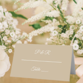 Tarjeta De Asiento Boda de guiones simples y estilizados de Khaki