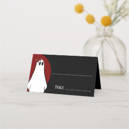 Tarjeta De Asiento Boda de Halloween de la Dama Fantasma Roja