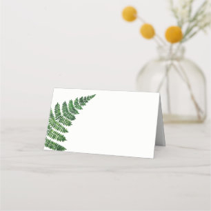 Tarjeta De Asiento Boda de helecho verde. Bosque acuarela botánico