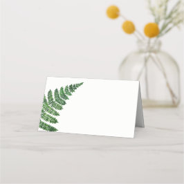 Tarjeta De Asiento Boda de helecho verde. Botánica forestal acuarela