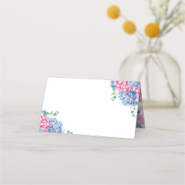 Tarjeta De Asiento Boda de hidrangea de color azul e PInk