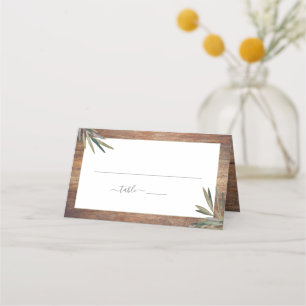 Tarjeta De Asiento Boda de hierbas aromáticas botánicas de madera rús
