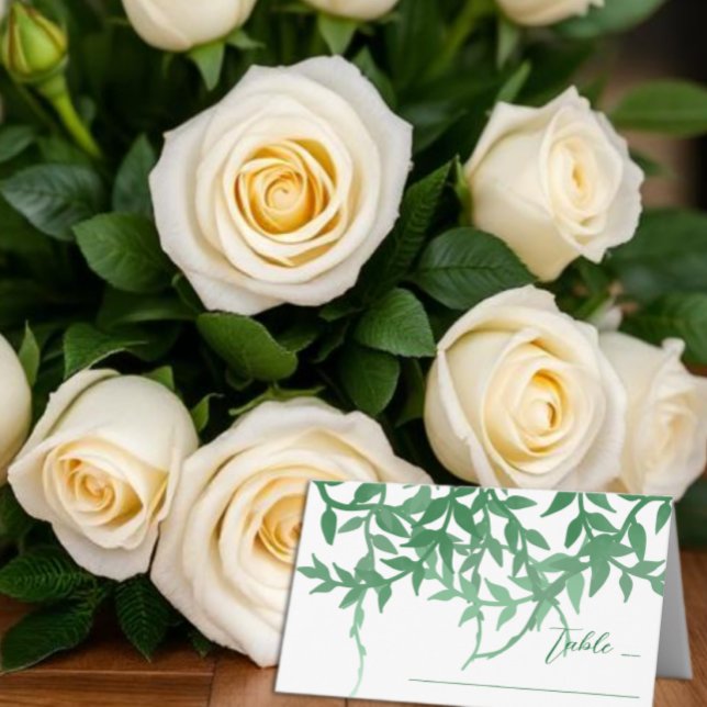 Tarjeta De Asiento Boda de Hojas Botánicas Rústicas (Subido por el creador)