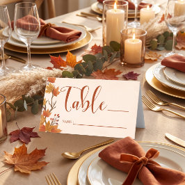 Tarjeta De Asiento Boda de hojas de arce otoñales elegantes