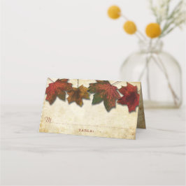 Tarjeta De Asiento Boda de hojas de otoño