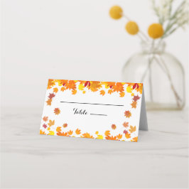 Tarjeta De Asiento Boda de hojas de otoño rústicas