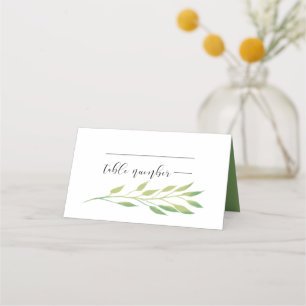 Tarjeta De Asiento Boda de hojas verdes de color de agua