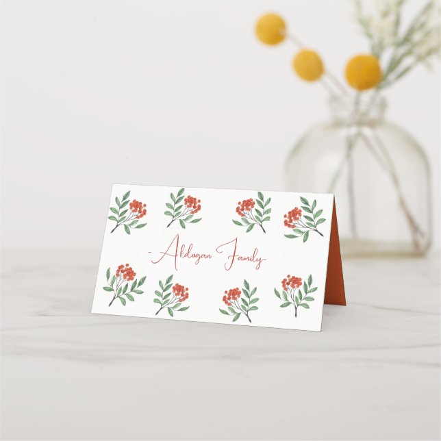 Tarjeta De Asiento Boda de hongos rojos acuarela, Bodas (Anverso)