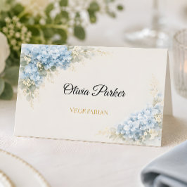 Tarjeta De Asiento Boda de Hortensia Azul Polvorienta de Lujo