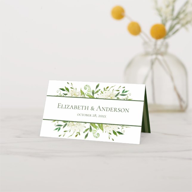 Tarjeta De Asiento Boda de Hortensias Blancas (Reverso)