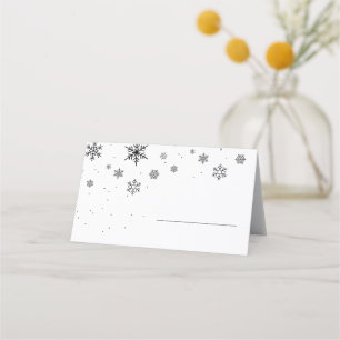 Tarjeta De Asiento Boda de invierno de esquí moderno con nevadas