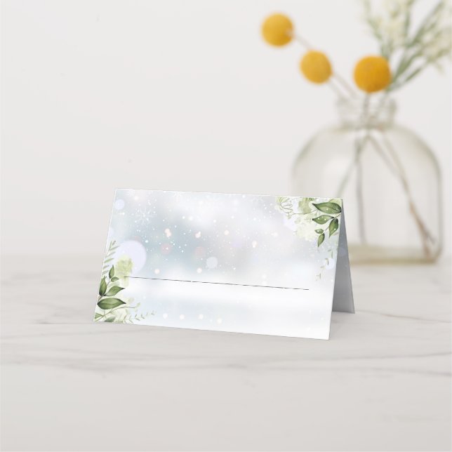 Tarjeta De Asiento Boda de invierno de la vegetación rústica (Anverso)