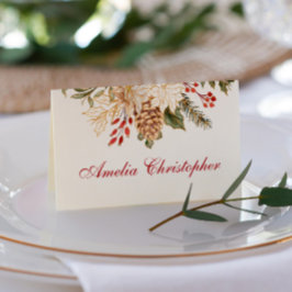Tarjeta De Asiento Boda de Invierno de las Flores Evergreen