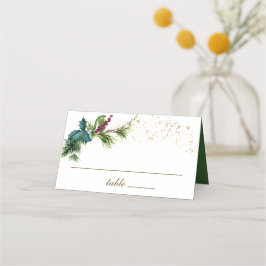 Tarjeta De Asiento Boda de Invierno Evergreen Holly para navidades
