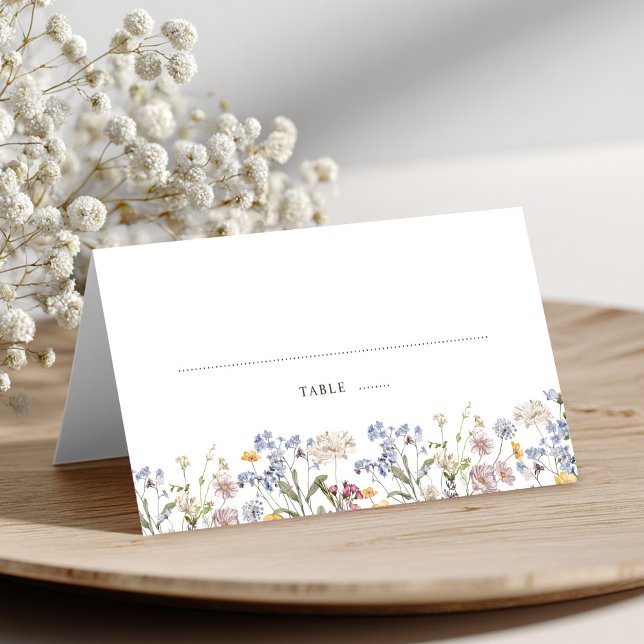 Tarjeta De Asiento Boda de jardín de flores silvestres de primavera c (Colorful Spring Wildflower Meadow Garden Wedding Place Card)