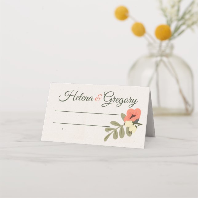 Tarjeta De Asiento Boda de jardín floral (Anverso)