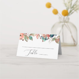 Tarjeta De Asiento Boda de jardín floral de otoño en acuarela. Aránda