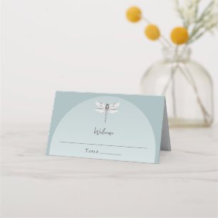 Tarjeta De Asiento Boda de la libélula verde azulada