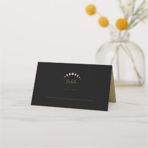 Tarjeta De Asiento Boda de la luna negra dorada