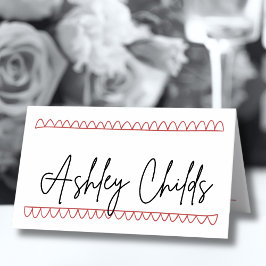 Tarjeta De Asiento Boda de la Mano dibujada por la rojo francesa