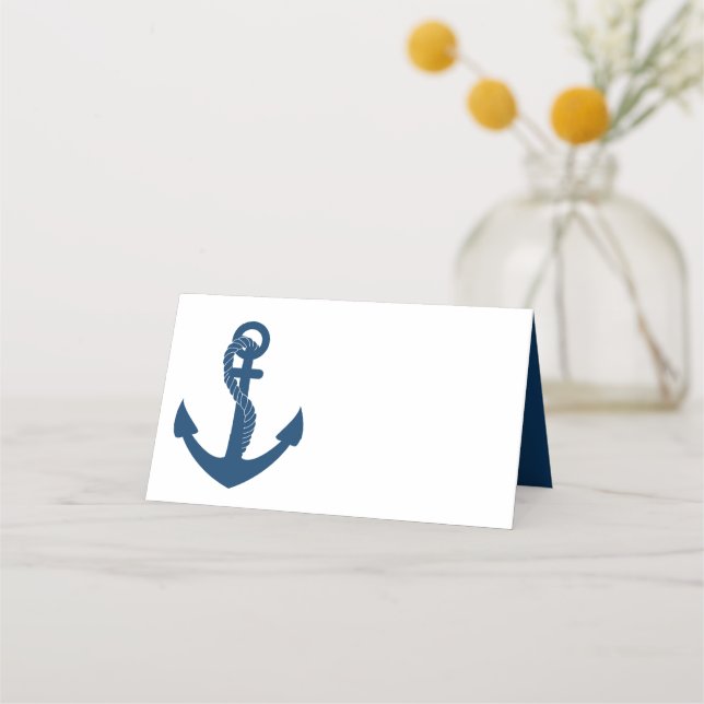 Tarjeta De Asiento Boda de la Marina Azul de la Náutica (Anverso)