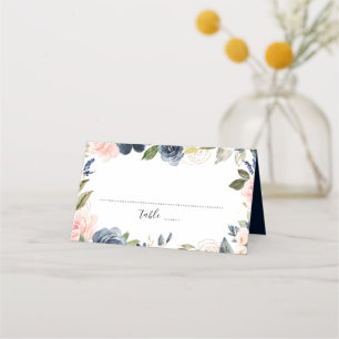 Tarjeta De Asiento Boda de la Marina Azul Rubor Rosa Rosa Boho