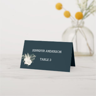 Tarjeta De Asiento Boda de la Marina minimalista y la Flor de Rosa Bl