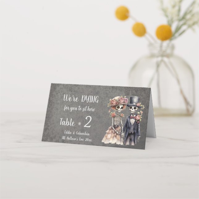 Tarjeta De Asiento Boda de la pareja Skeleton (Anverso)