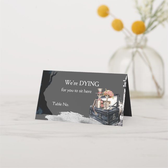 Tarjeta De Asiento Boda de la pareja Skeleton (Anverso)
