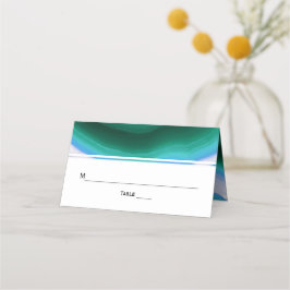Tarjeta De Asiento Boda de la rebanada azul verde agate slice geode l