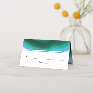 Tarjeta De Asiento Boda de la rebanada azul verde agate slice geode l