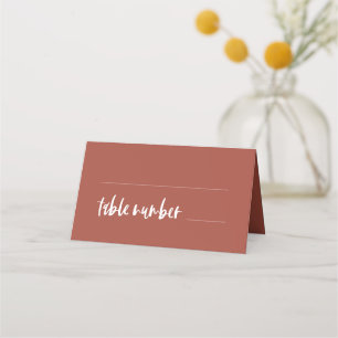 Tarjeta De Asiento Boda de ladrillo quemado moderno y elegante
