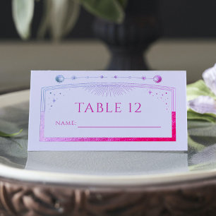 Tarjeta De Asiento Boda de las estrellas de la luna del sol rosa de l