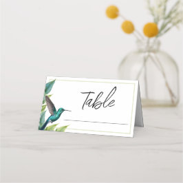 Tarjeta De Asiento Boda de las hojas tropicales de Emerald Hummingbir